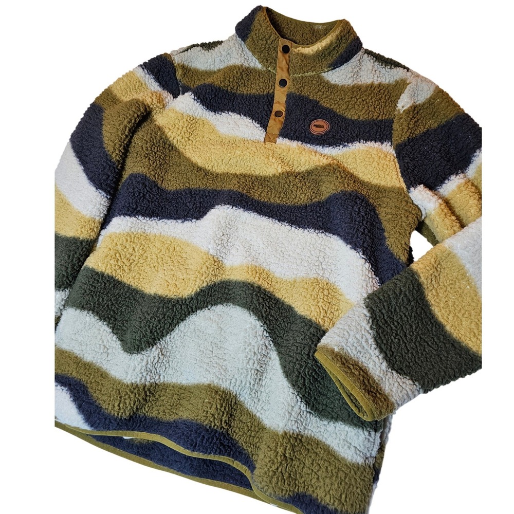 Nebraska Logo Home Free Mens XL Sherpa Fleece Pullover Wavy Stripe‎ Mock Neck